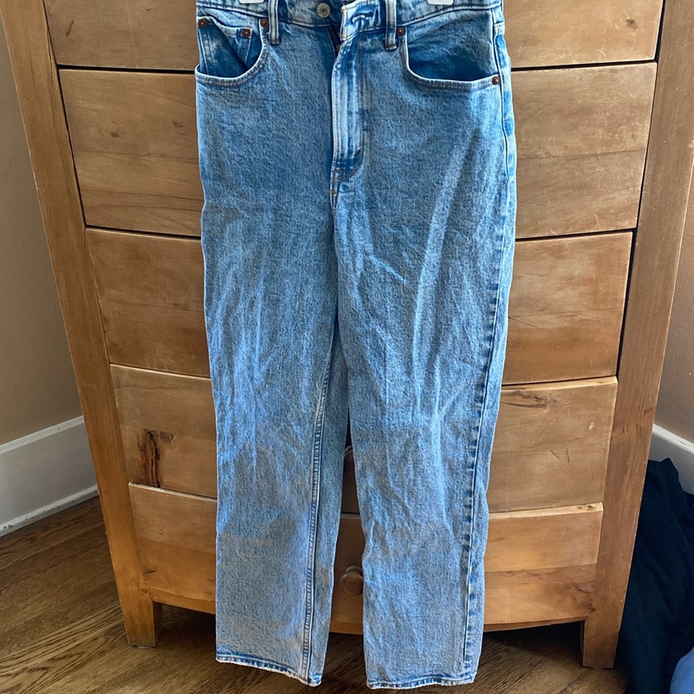 Abercrombie & Fitch 90s straight Ultra high-rise acid washed full length jeans